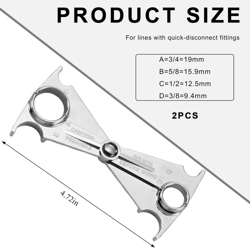 NYTKL Scissor Fuel Line Disconnect Tool, 3/4 5/8 1/2 and 3/8 Inch Filter Tool for Quick Disconnection, 4-in-1 Metal Fuel Line Disconnect Scissors for Heater A/C Line Service (4 in 1-2 PCS) - Image 2